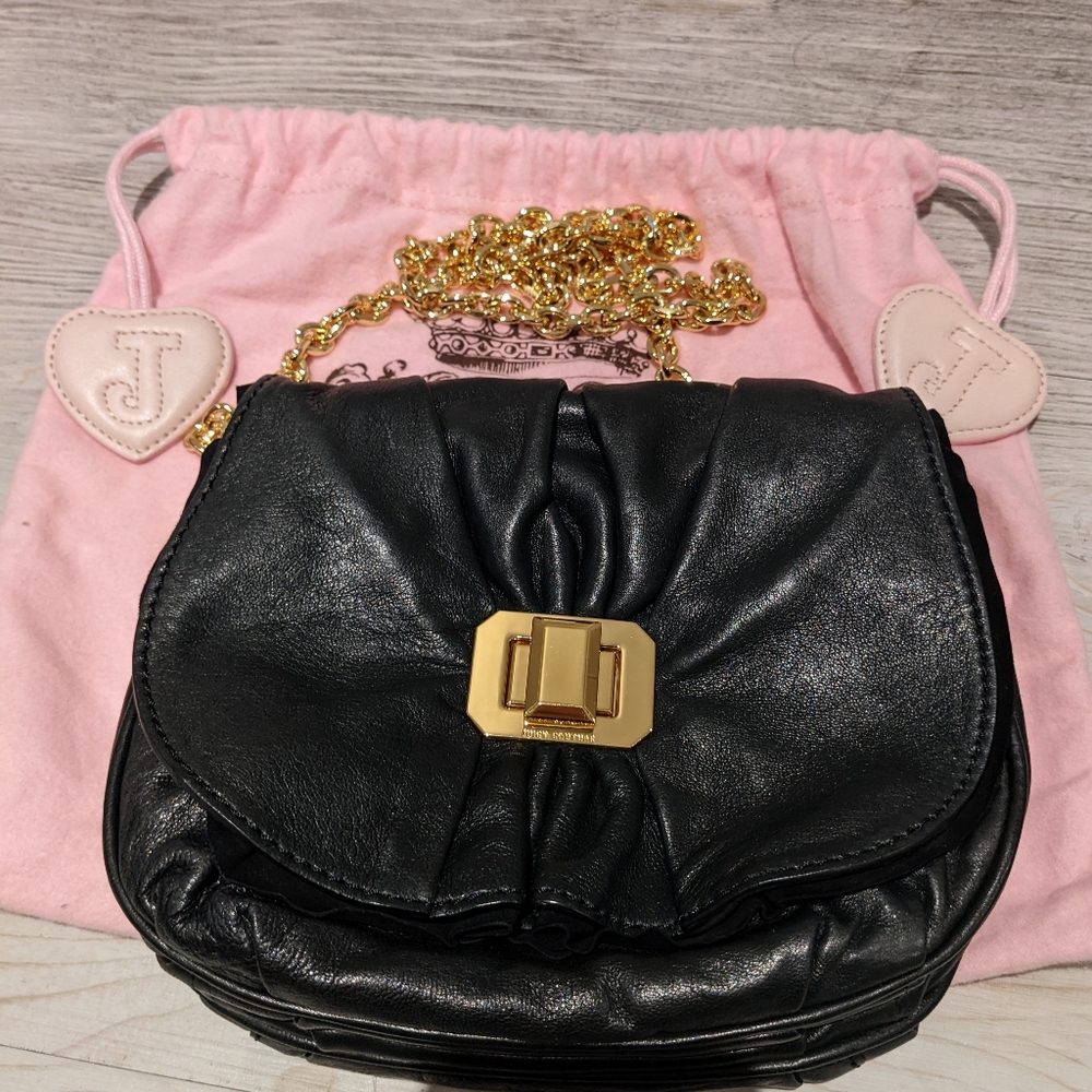 JUICY Black Crossbody Purse with Gold Chain